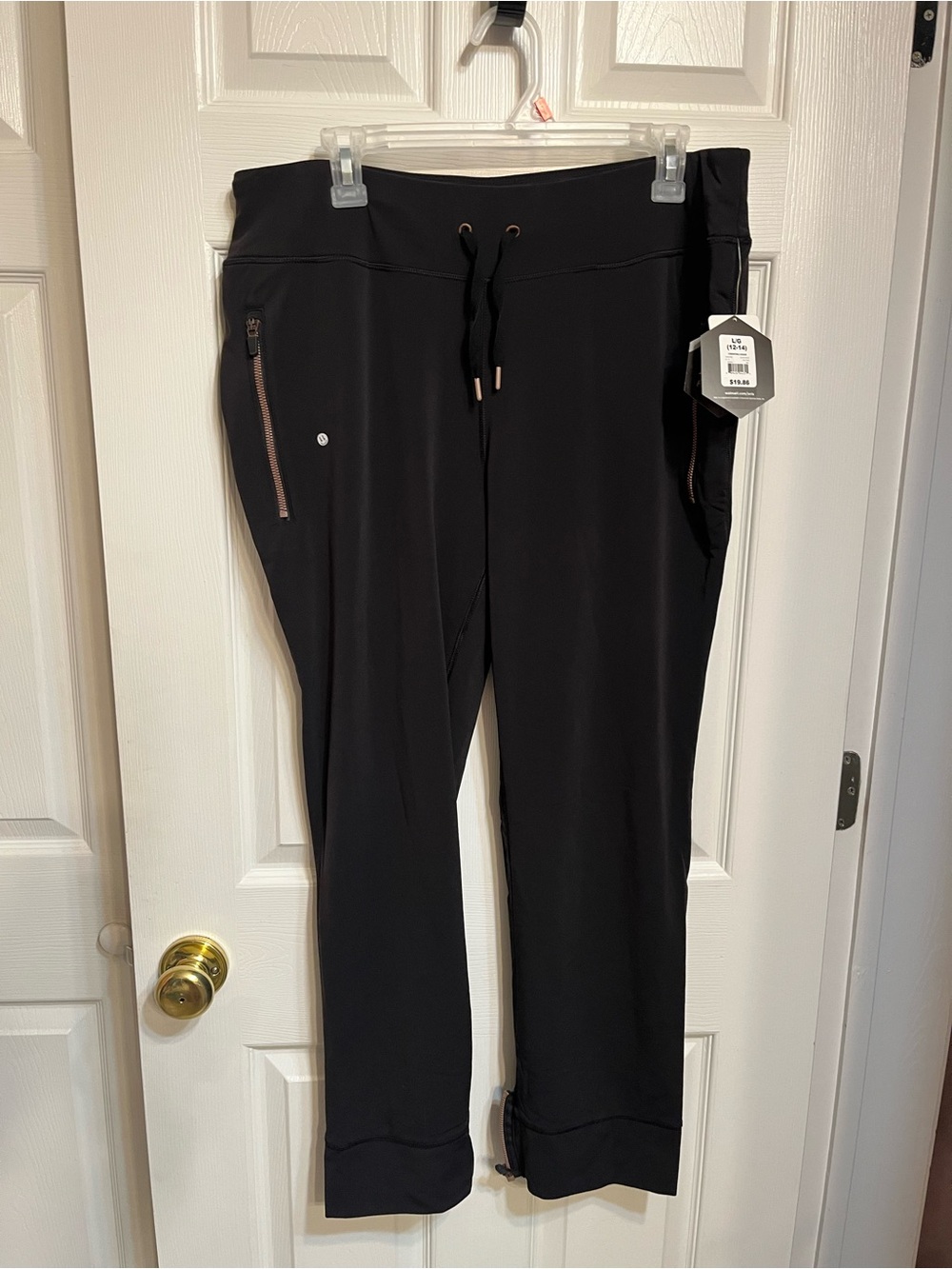 NWT Avia Black Drawstring Jogger Pants with Zip Pocket